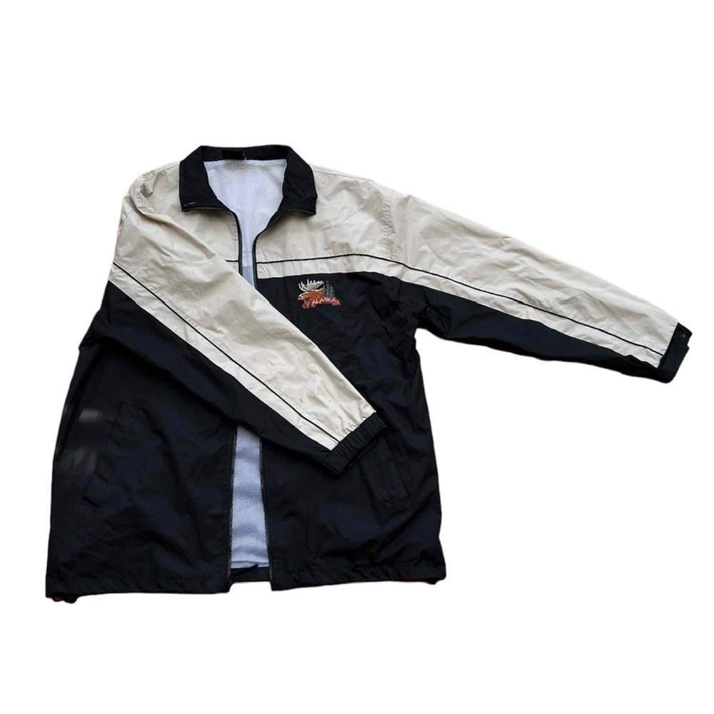 Prairie Mountain Black & Crème Collared Alaska Windbreaker Style Jacket